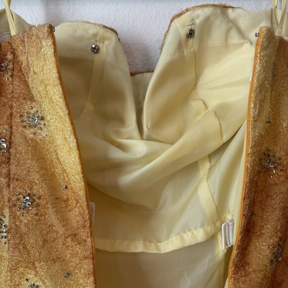 Vintage Rare 90s Exclusive Putros Couture Ball Gown 8 Gold Yellow Sequins Tulle - Picture 10 of 12